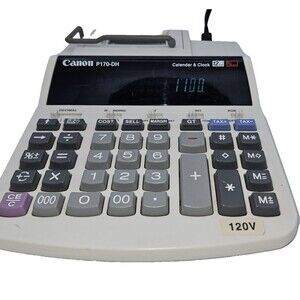 Canon P170-DH Printing Calculator Calendar Clock 12 Digit AC Powered